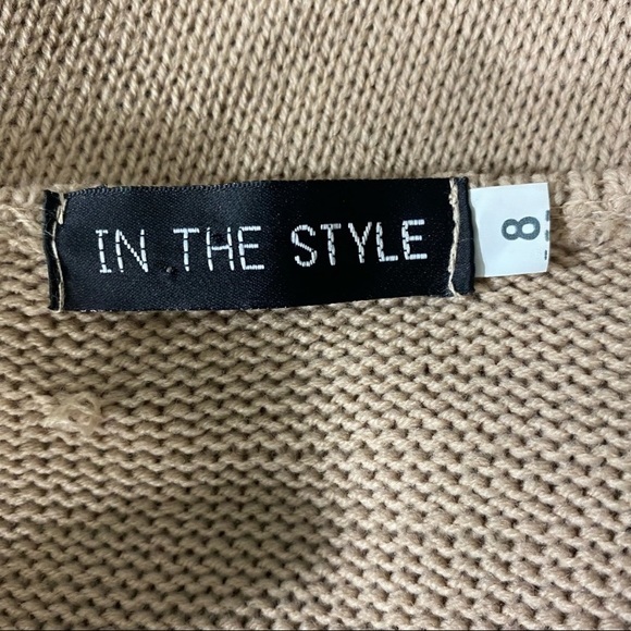 In The Style Size 8 Sweater Crossover Wrap Tan Knit Long Sleeve Side Tie - Picture 2 of 9